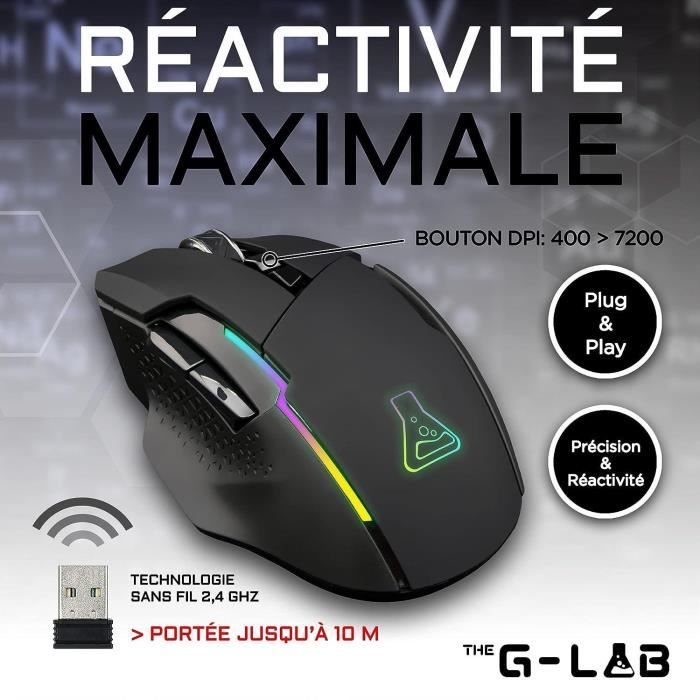 Wireless RGB gaming mouse The G -LAB 7200 DPI - Black