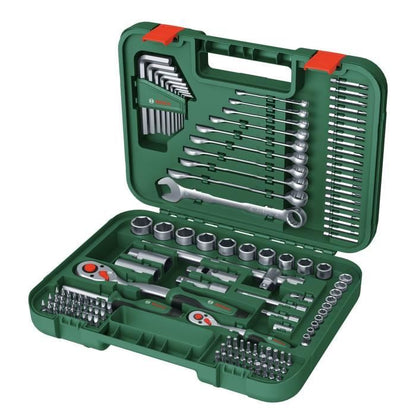Bosch Advanced 132-Piece Hand Tool Set (for Heavy-Duty Fastening Tasks Wrenches/Keys/Ratchets/Screwdrivers Accessories)