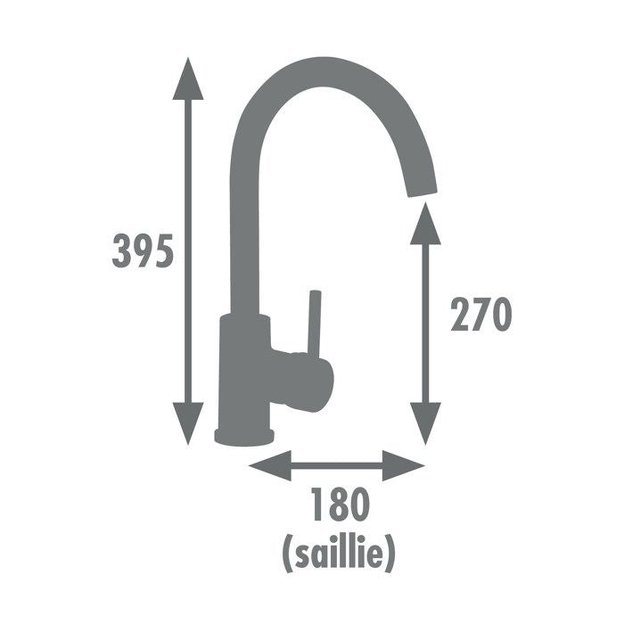 Rousseau Kitchen mixer Køben - Without shower - Shape - Gray and Black