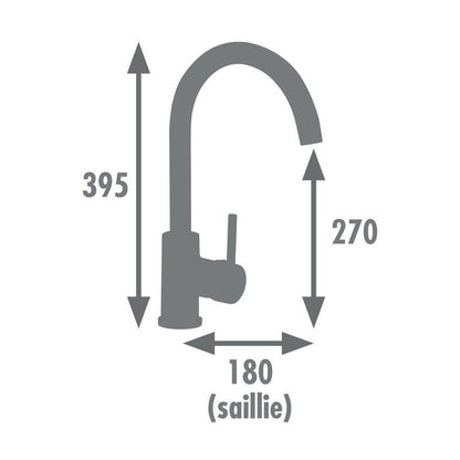 Rousseau Kitchen mixer Køben - Without shower - Shape - Gray and Black