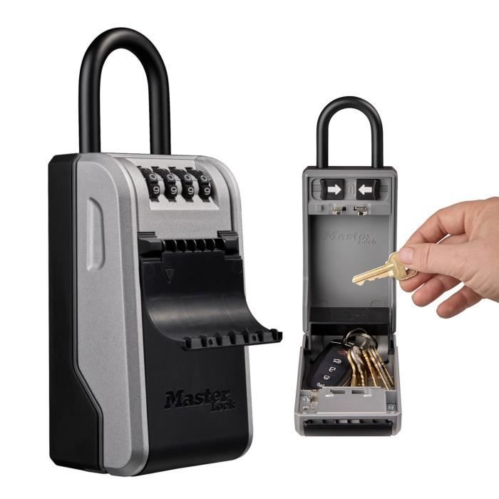 MASTER LOCK - Exterior key box with flexible handle - New design - Large Capacity - High Security - 19.6 x 7.6 x 5.6 cm