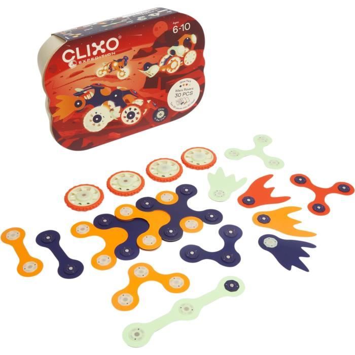 Magnetic Construction Set - GIPSY TOYS - MARS ROVERS - 30 pieces - Glows in the dark - Ages 6+