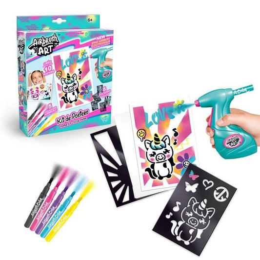 Canal Toys - Airbrush Art - Poster Creation Kit with electronic spray, stencils and markers - AIR 015