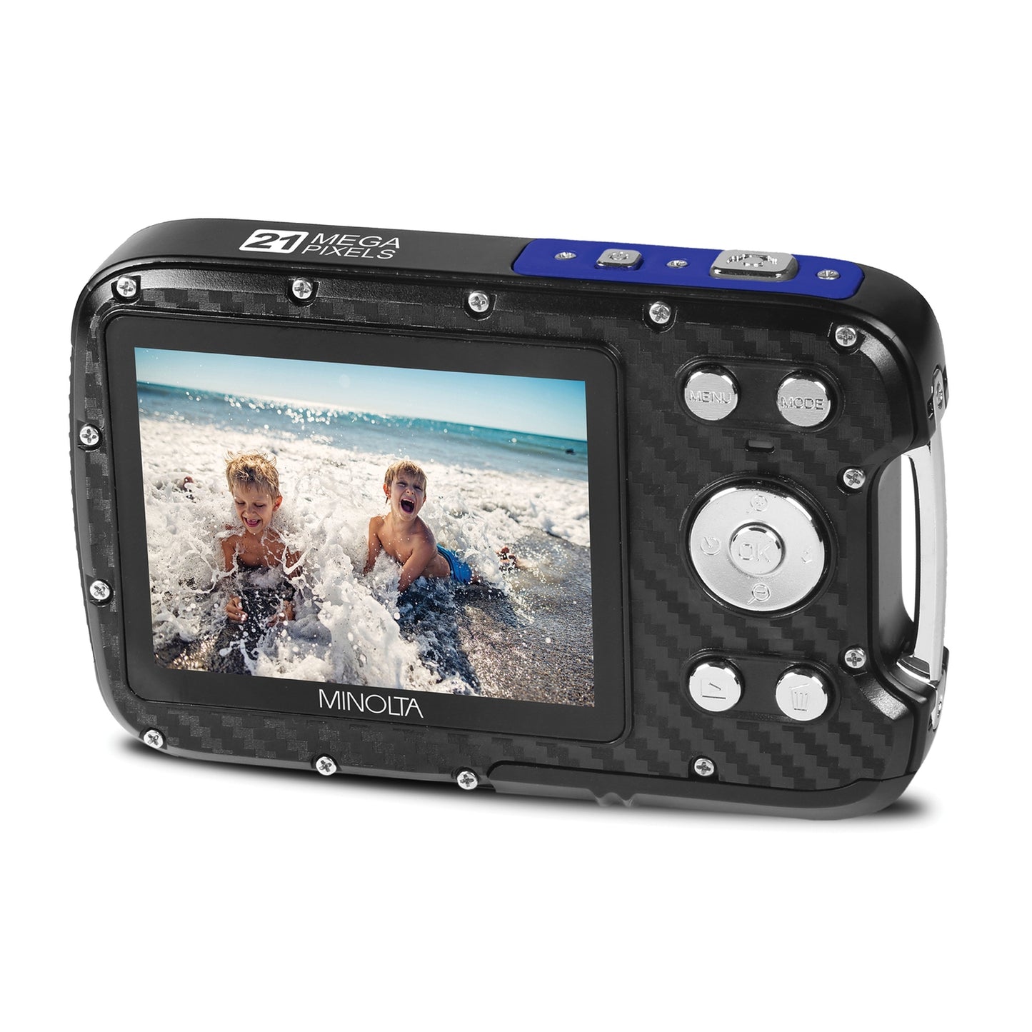 Minolta MN30WP-BL MN30WP Waterproof 4x Digital Zoom 21 MP/1080p Digital Camera (Blue)