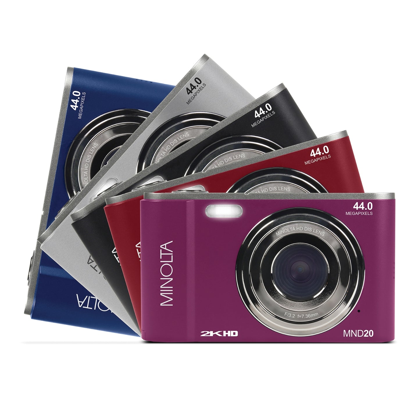 Minolta MND20-S MND20 16x Digital Zoom 44 MP/2.7K Quad HD Digital Camera (Silver)