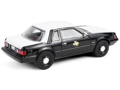 1982 Ford Mustang SSP "Texas Department of Public Safety Highway Patrol" Black with White Hood and Top "Hobby Exclusive" Series 1/64 Diecast Model Car by Greenlight