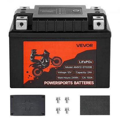 VEVOR Motorcycle Battery 12V 2Ah YTX5L-BS High Performance Powersports Battery