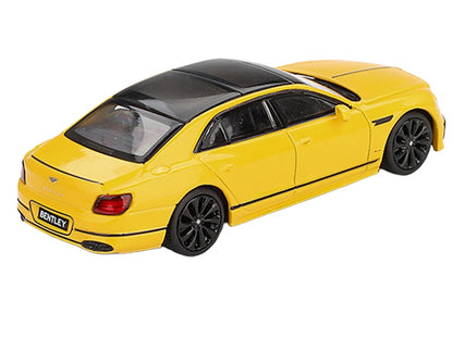 Bentley Flying Spur Monaco Yellow with Black Top Limited Edition 1/64 Diecast Model Car by Mini GT