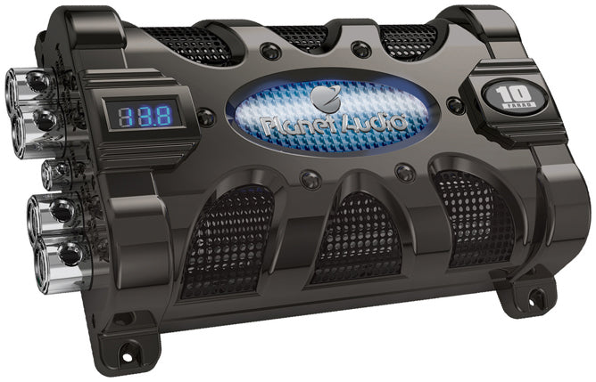 Planet 10 Farad Capacitor with Digital Voltage Display Blue Illumination
