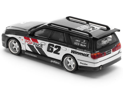 GT-R Stagea RHD (Right Hand Drive) #62 "Simon's Garage" Black with White Sides 1/64 Diecast Model Car by Pop Race