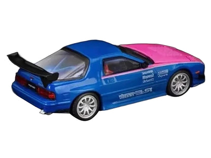 Mazda RX7 (FC3S) RE Amemiya RHD (Right Hand Drive) Blue Metallic with Pink Hood "APA XPO 2025 Exclusive" 1/64 Diecast Model Car by Pop Race