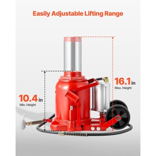Air Hydraulic Bottle Jack, 50 Ton (110231.5 lbs) Capacity, 10.4-16.1 Inch Lifting Range, Pneumatic/Manual Heavy Duty Welded Bottle Jack with Pump for Car, SUV, Pickup, Truck, RV Auto Repair, Red