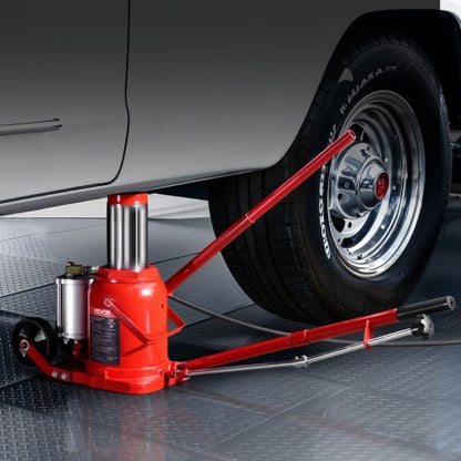 Air Hydraulic Bottle Jack, 50 Ton (110231.5 lbs) Capacity, 10.4-16.1 Inch Lifting Range, Pneumatic/Manual Heavy Duty Welded Bottle Jack with Pump for Car, SUV, Pickup, Truck, RV Auto Repair, Red