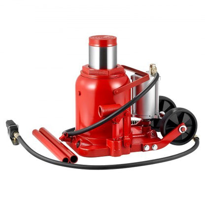 Air Hydraulic Bottle Jack, 50 Ton (110231.5 lbs) Capacity, 10.4-16.1 Inch Lifting Range, Pneumatic/Manual Heavy Duty Welded Bottle Jack with Pump for Car, SUV, Pickup, Truck, RV Auto Repair, Red