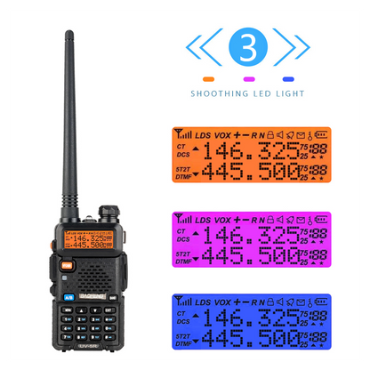 1.5" LCD 5W 144~148MHz / 420~450MHz Dual Band Walkie Talkie with 1-LED Flashlight (Black)