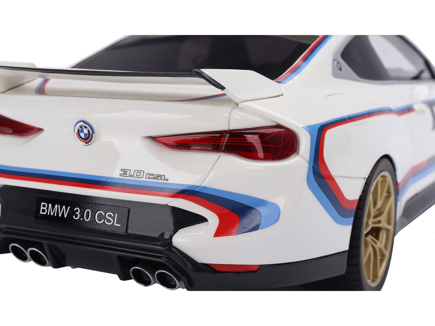 BMW M4 3.0 CSL #50 White with Blue and Red Stripes 1/18 Model Car by Top Speed