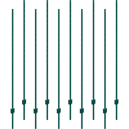 VEVOR 6 Feet Fence Post 10 Pack T-Post Heavy Duty Metal Fence Posts Green