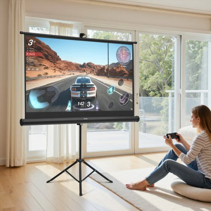 Tripod Projector Screen with Stand 60 Inch 160? Wide Angle 4K HD 16:9 Screen