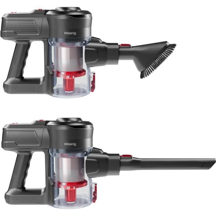 H.Koenig UP600 - Broom vacuum - Autonomy: 35 min - 22.2 V - 2 speeds - Power 120W - 3 Accessories - 0.8L