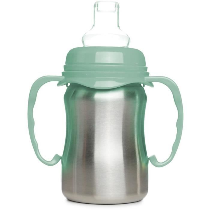 Learning cup - THERMOBABY - Stainless steel - 180 ml - Cactus green - Ergonomic and leak-proof