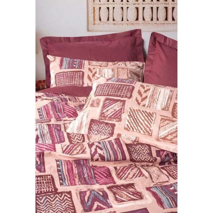 Bedding set - 1 duvet cover 220 x 240 cm + 2 pillowcases 60 x 60 cm - 100% cotton - Red