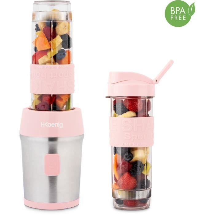 Mini blender - SMOO12 - 300 W - 570 mL - Pastel pink - 2 water bottles included