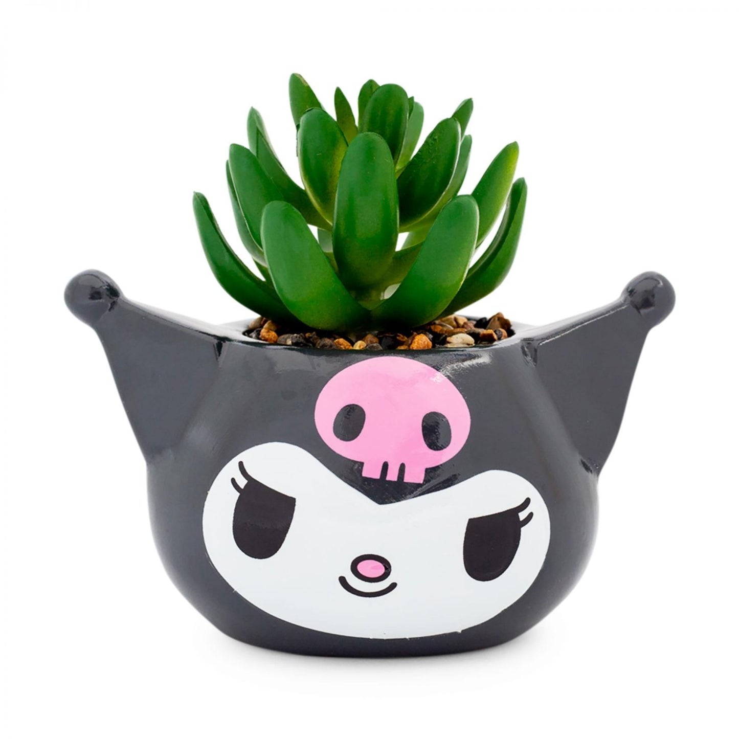 Sanrio Kuromi Smiling Head 3-Inch Ceramic Mini Planter With Artificial Succulent