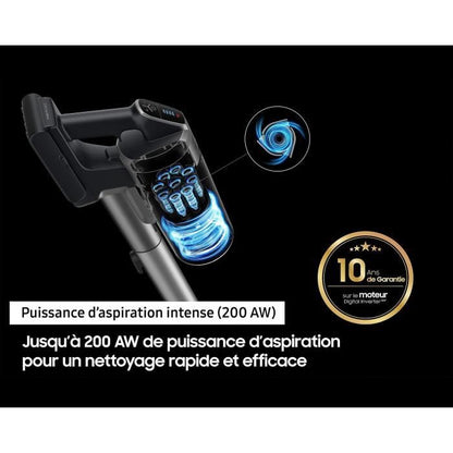 SAMSUNG Jet 75E Complete VS20B75CR5 - Cordless Stick Vacuum Cleaner - 200 AW Power - 60 min Battery Life - Wall Station - 3 Brushes