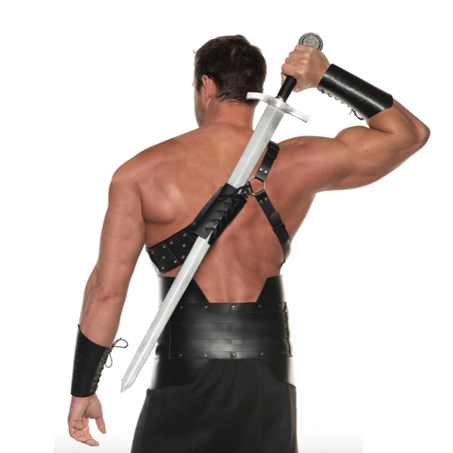 Black Faux Leather Celtic Sword Back Sheath Adult Costume Accessory