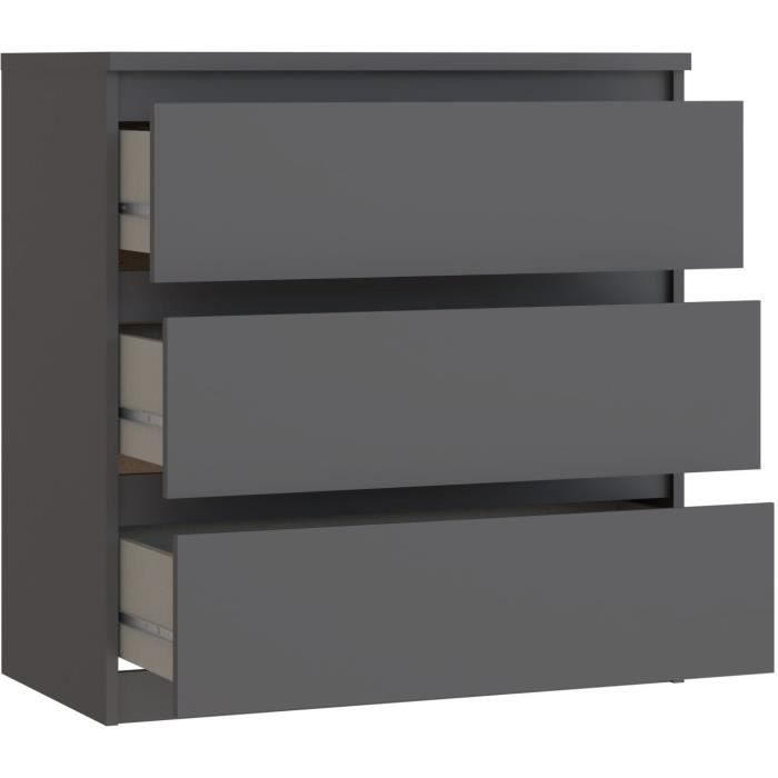 Chest of drawers - CHELSEA - 3 drawers - Anthracite - 77.2 x 42.2 x 79.9 cm