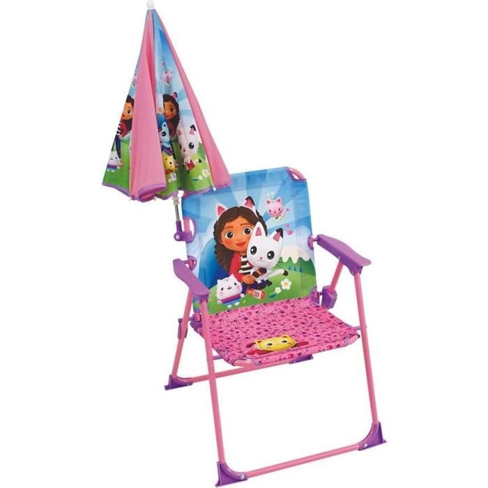 Garden furniture - FUN HOUSE - Gabby and the Magic House folding chair H.53 x W.38.5 x D.37.5 cm with 65 cm parasol