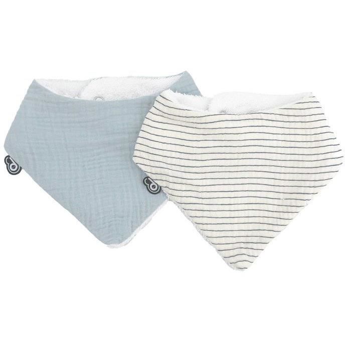 Pack of 2 bandana bibs - DOMIVA - TU - Muslin - Vintage Blue Stripes
