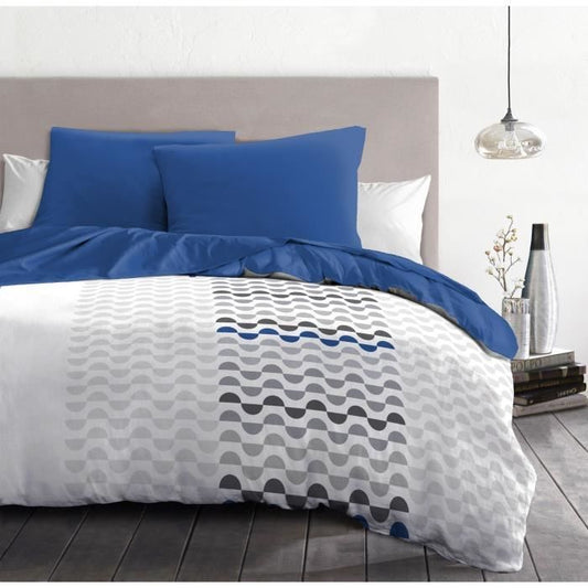 AMBROISIE Microfiber Duvet Cover Set - 1 Duvet Cover 240 x 260 cm + 2 Pillowcases 63 x 63 cm - Blue