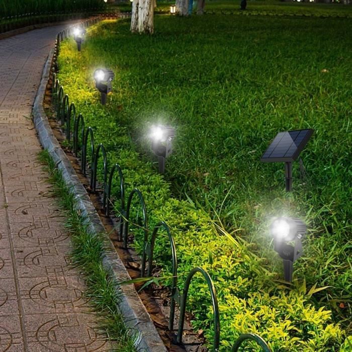 Four 4 in 1 solar spotlights to stick or fix - LUMISKY - ROUNDY - H27 cm - Cool white LED