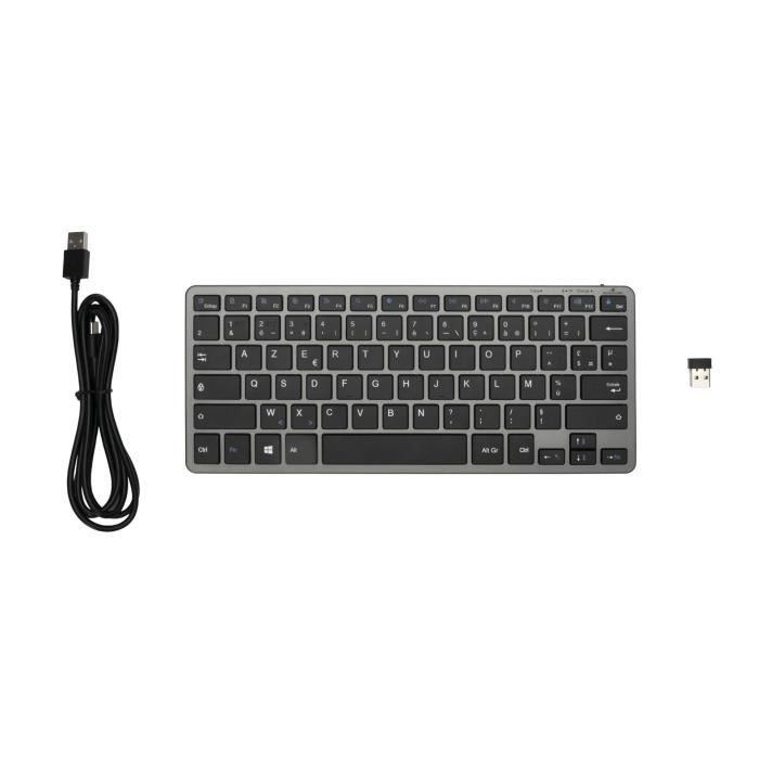 Wireless Keyboard - BLUESTORK - MINI R - Compact - Rechargeable - Grey/Black