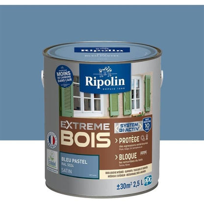 Extreme wood paint - Pastel blue RAL 5024 satin - RIPOLIN - 2.5 L