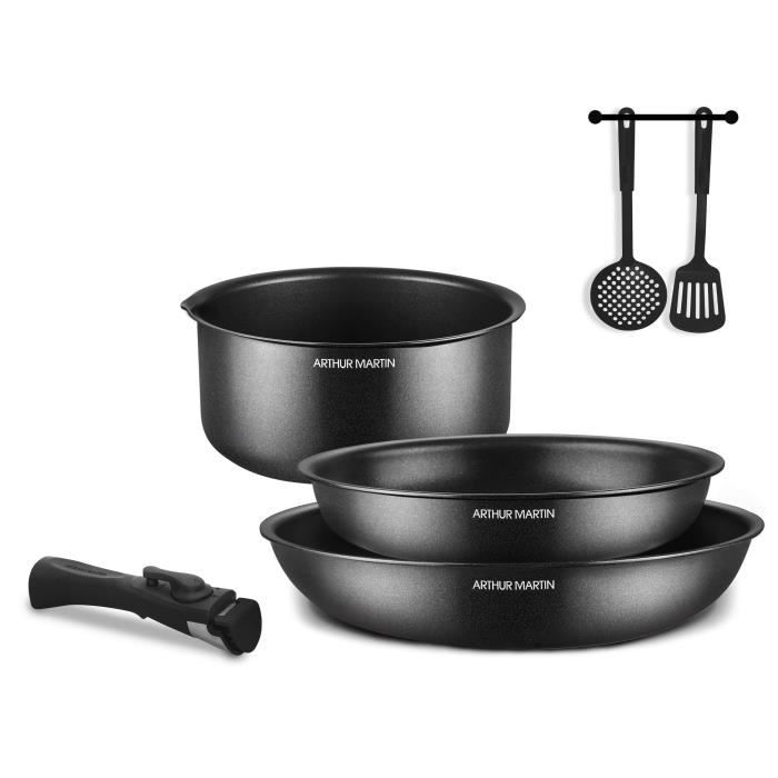 Cookware - All heat sources including induction - Arthur Martin - AM9582 - Aluminum - Non-stick - 6 pieces - Removable handle
