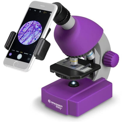 Microscope 40x-640x - BRESSER JUNIOR - LED lighting - experiment kit - purple