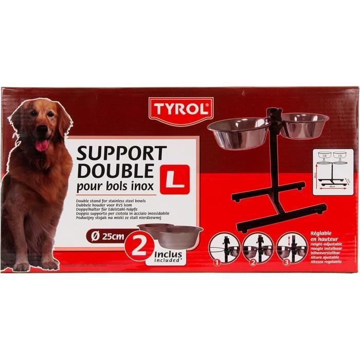TYROL Height-adjustable bowl support - 25 cm - 2.8 L - For dogs