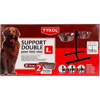 TYROL Height-adjustable bowl support - 25 cm - 2.8 L - For dogs