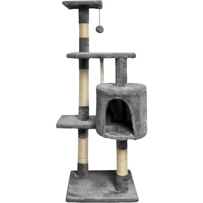 PALOMA Dark grey cat tree 40 x 40 x 114cm - 3 platforms, 1 rope, 1 niche, scratching posts