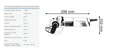 Angular grinder 1400W GWS 1400 in cardboard box - Bosch - 0601824800