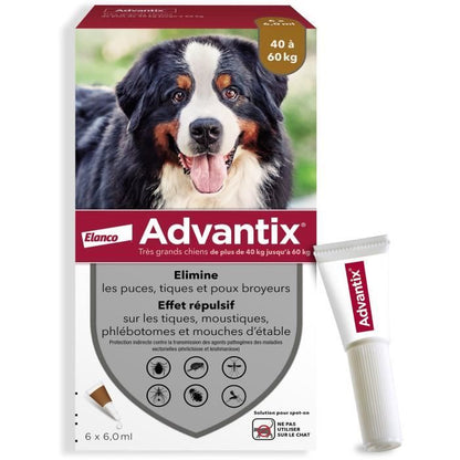 Advantix Dog Antiparasitic solution very large breed 40 to 60kg 6 pipettes