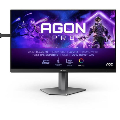 PC monitor - AOC - AG256FS - 24.5 FHD - IPS panel - 390Hz - 0.3ms - Height adjustable - 2 HDMI 1 DP - Adaptive Sync - Black