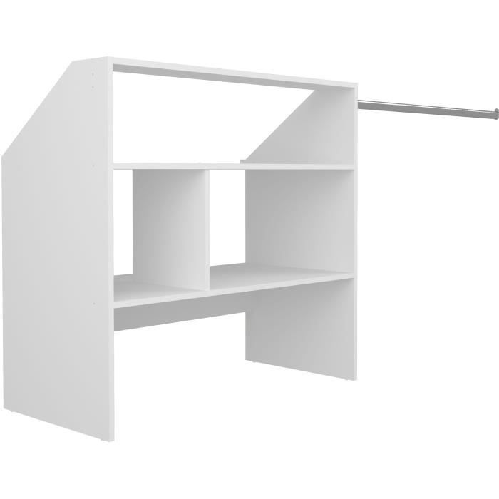 ARTIC EKIPA attic dressing kit - White melamine decor - 1 wardrobe - L197 x D50 x H94 cm