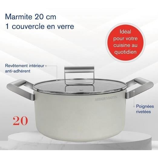Pot - ARTHUR MARTIN - AM0063 - 20 cm with lid - Forged aluminum - All heat sources including induction + oven