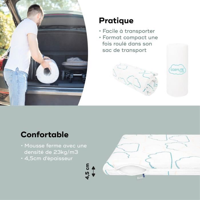 Babymoov Cosy'Lite Nomad travel mattress 60x120cm, universal size, oeko-Tex certified and recycled