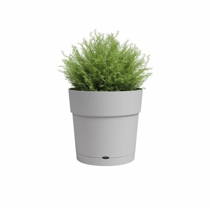 Flower pot and round capri round - plastic - water tank - diameter 30 cm - Light gray - Artevasi