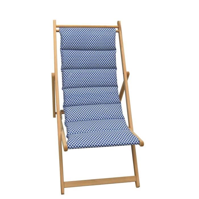 PRIVATE GARDEN Quilted deckchair Fjord - Removable canvas - Indigo Blue