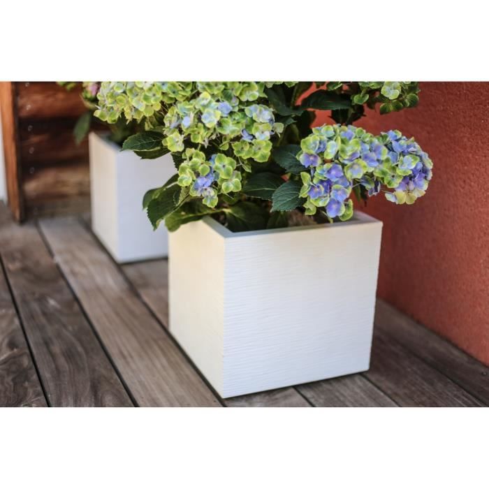 PLASTIC EDA Graphit Up Square Flower Box - 21 L - 29.5 x 29.5 x 29.5 cm - White ceruse
